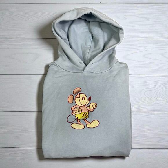 Disney Mickey Mouse Hoodie Medium Blue Graphic‎ Pullover Sweatshirt Unisex M - Picture 1 of 10